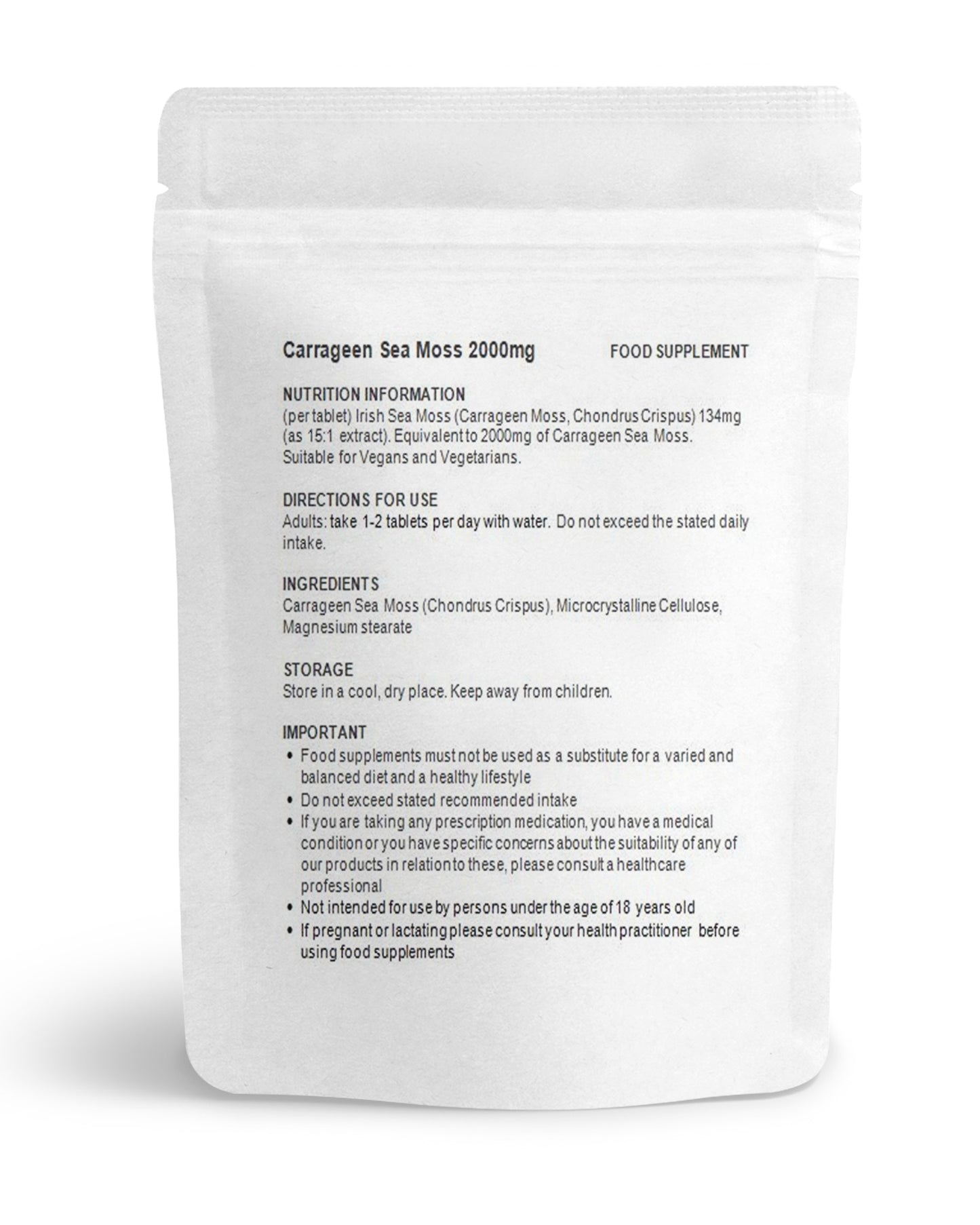 Irish Sea Moss 2000mg Tablets