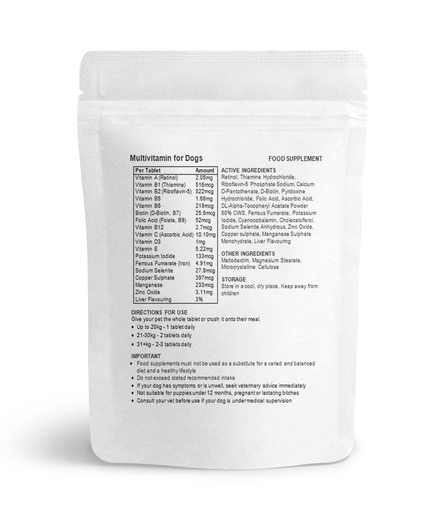 Multivitamin for Dogs, All Daily Essential Vitamins & Minerals Tablets