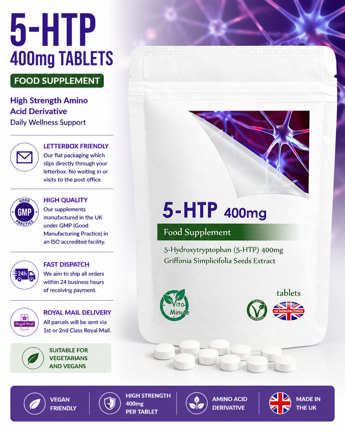 5HTP 400mg Tablets product information