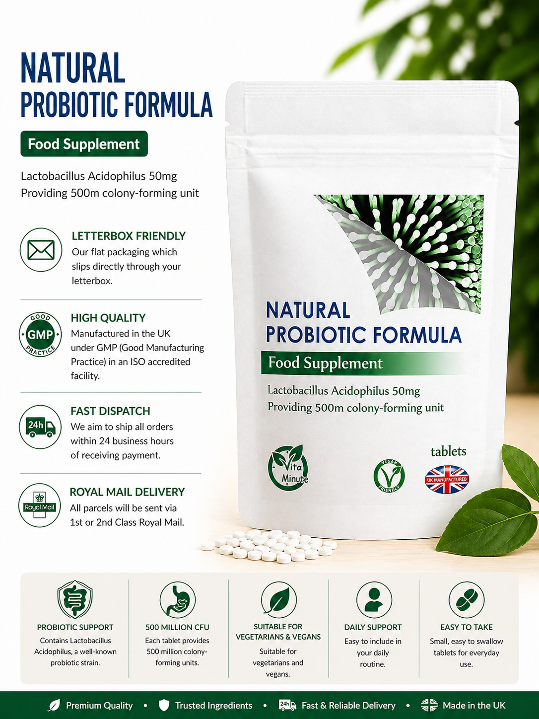 Lactobacillus Acidophilus 500m CFU Tablets product information