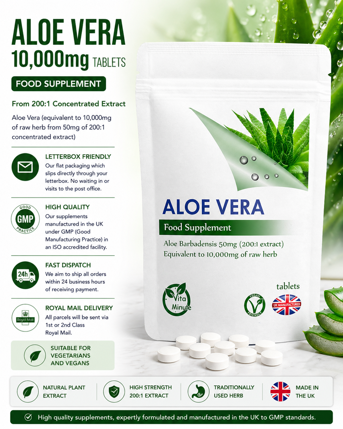 Aloe Vera 10000mg Tablets product information