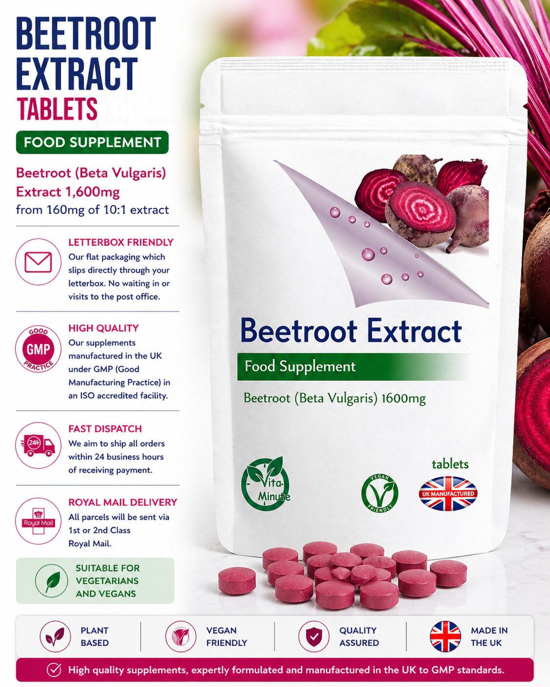 Beetroot 1600mg Tablets product information