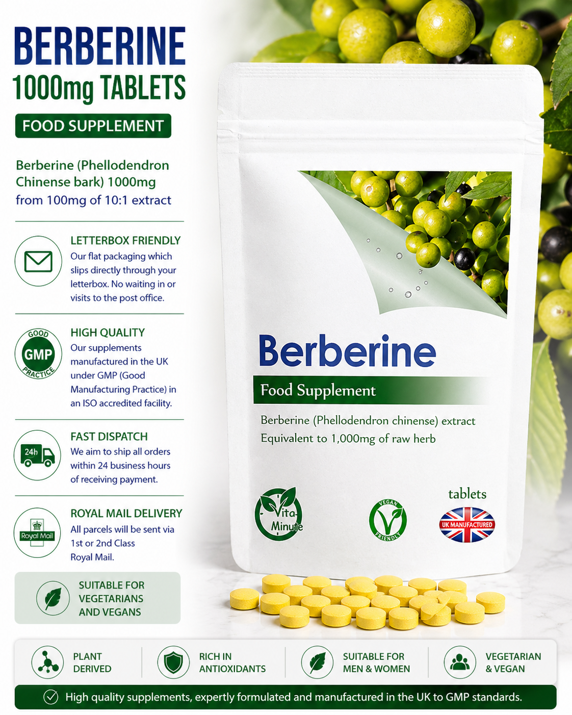 Berberine 1000mg Tablets product information