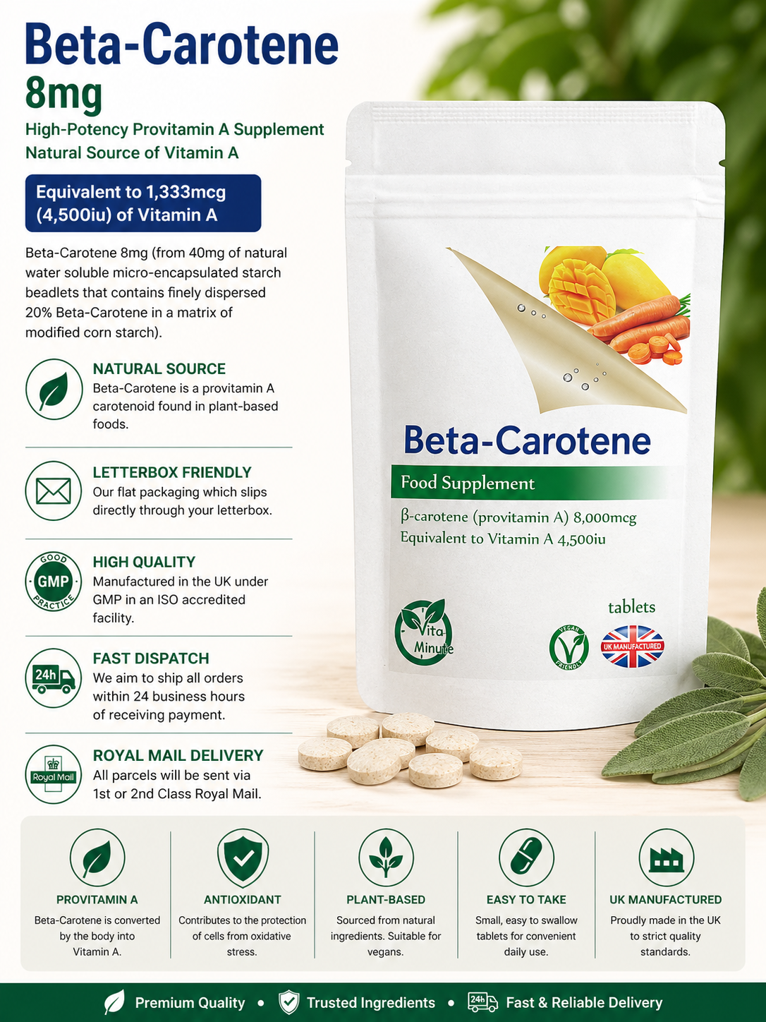 Beta-Carotene 8mg Tablets product information