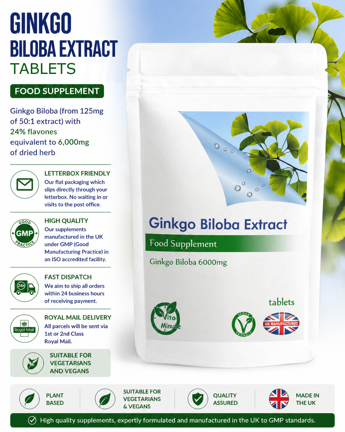 Ginkgo Biloba 6000mg Tablets product information