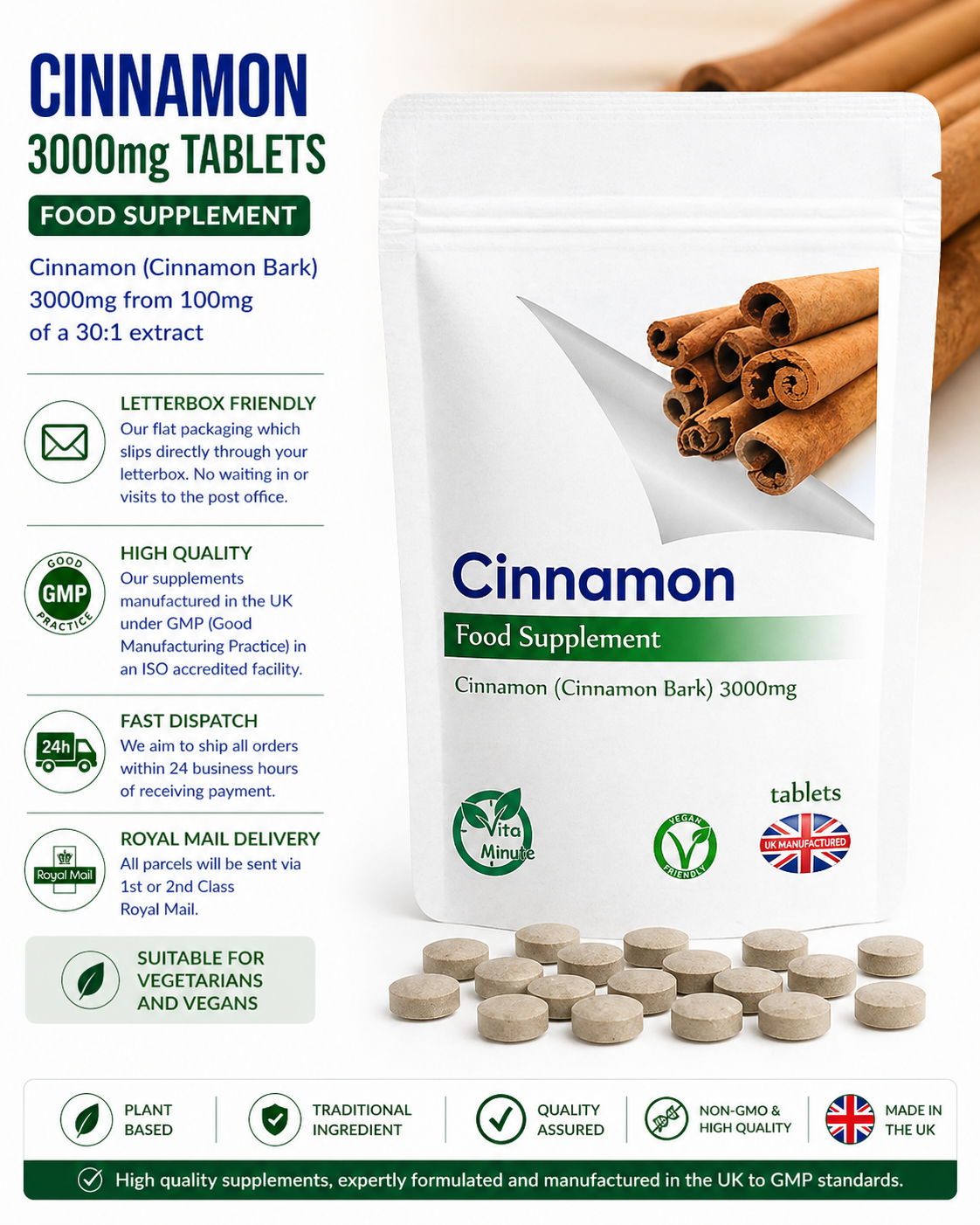 Cinnamon 3000mg Tablets product information