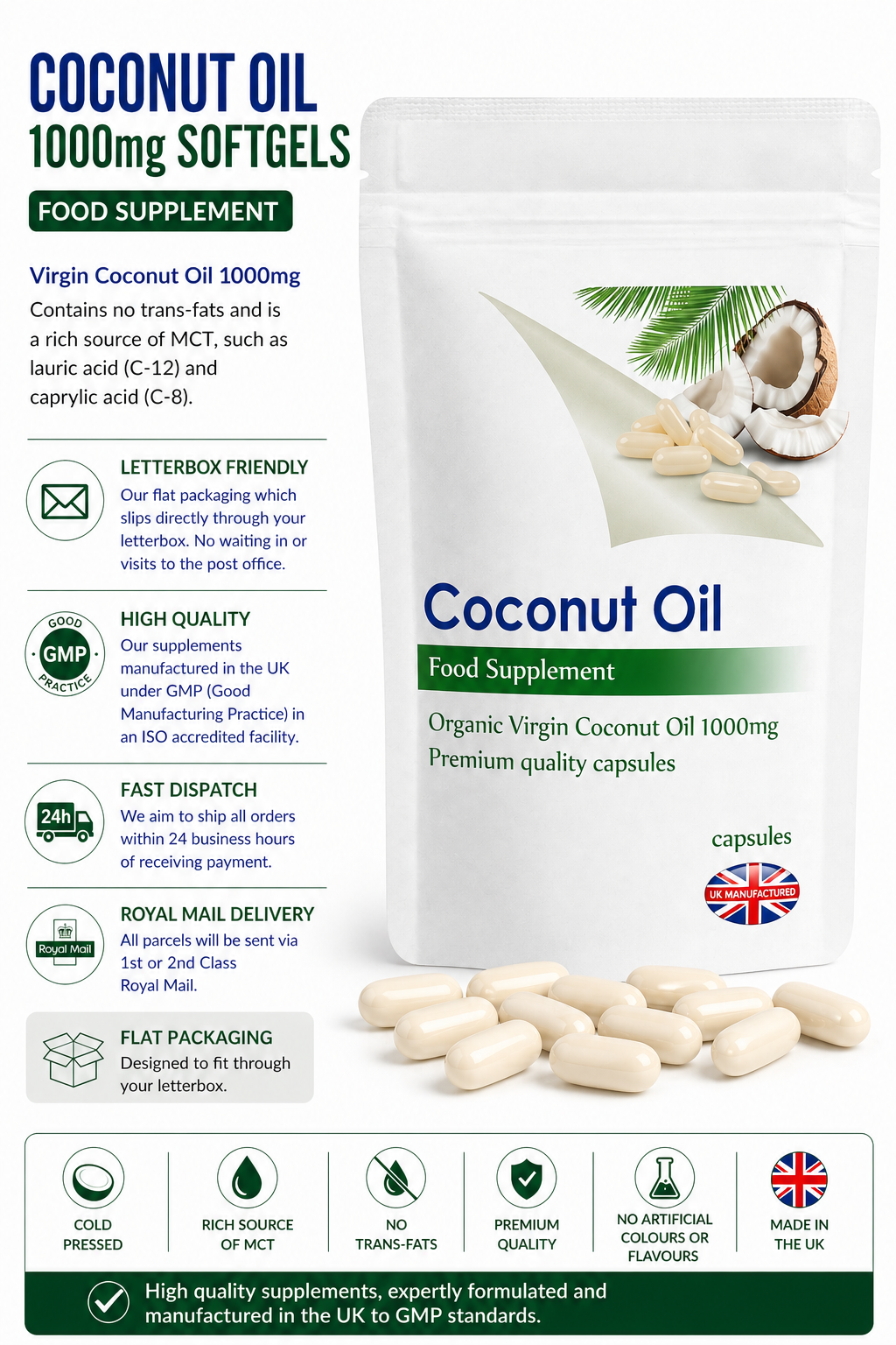 Coconut Virgin Oil 1000mg Capsules product information