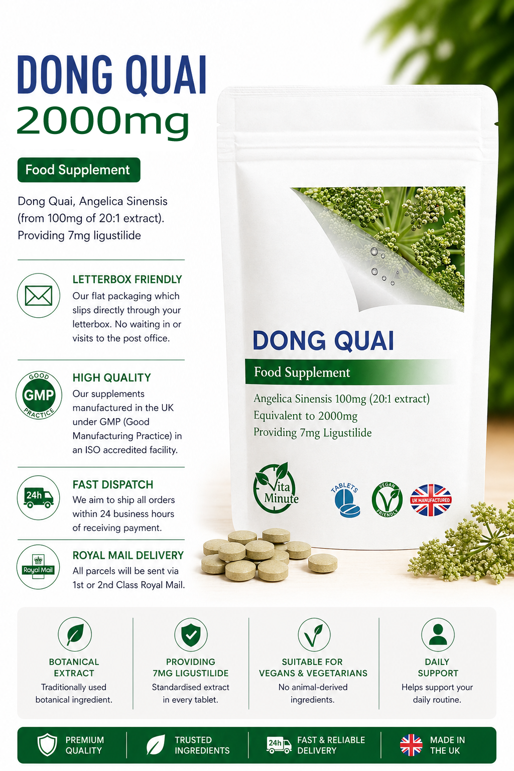 Dong Quai 2000mg Tablets product information
