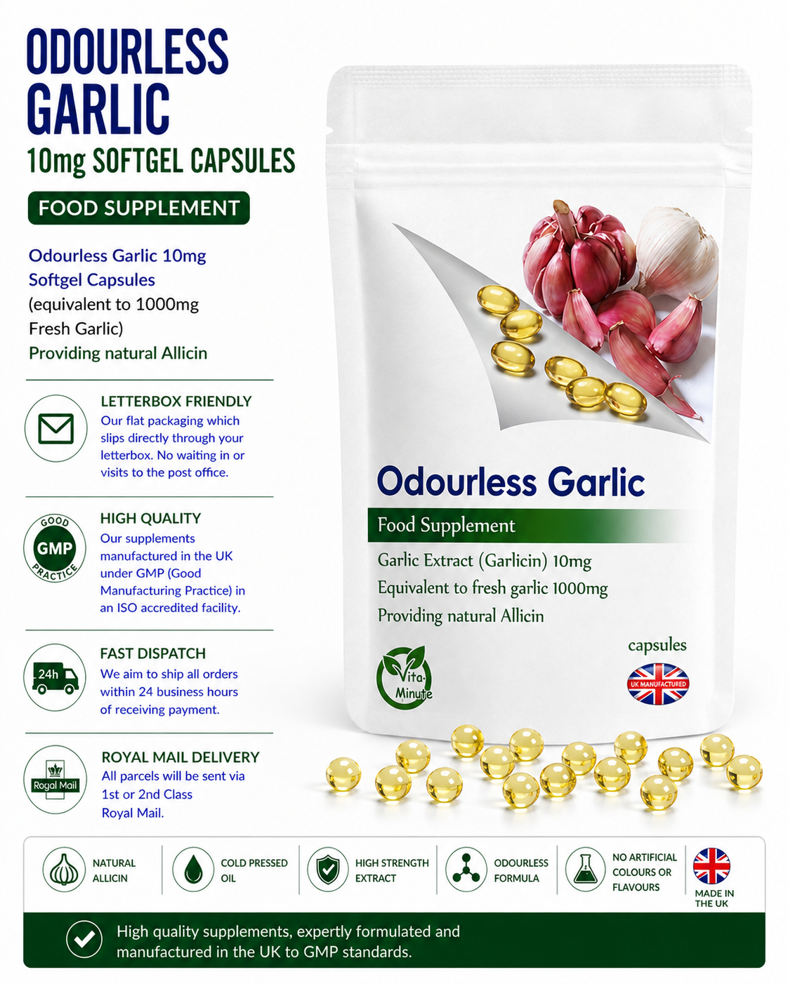 Odourless Garlic 1000mg Capsules product information