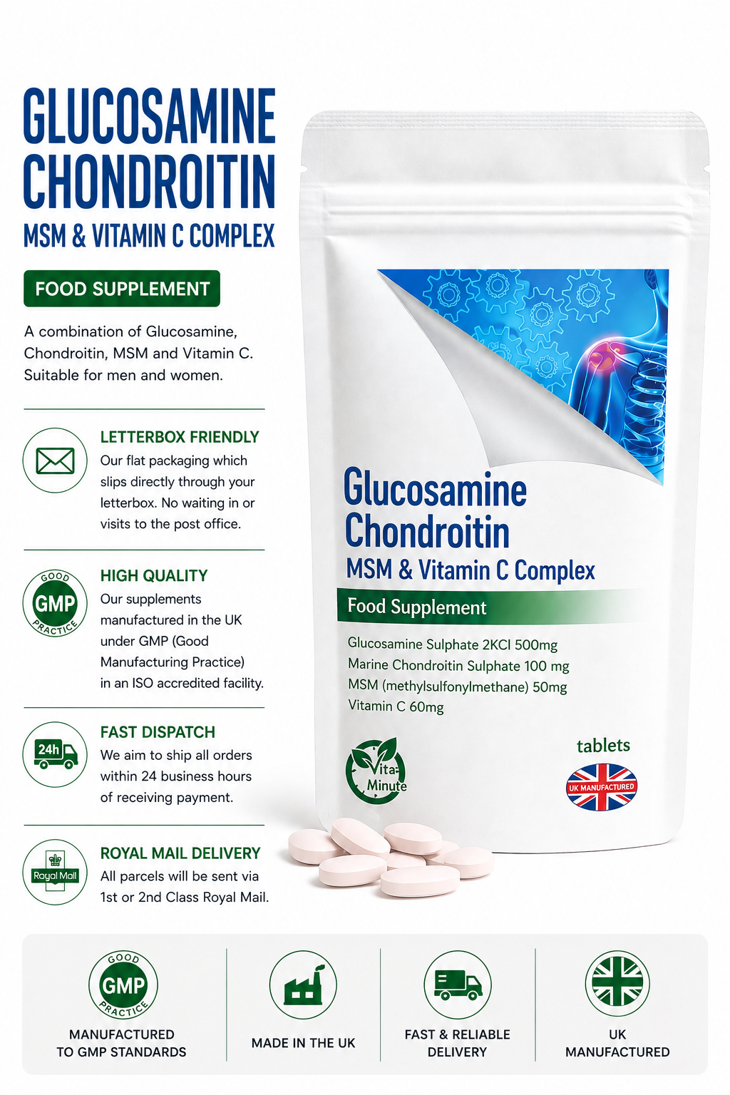 Glucosamine, Chondroitin, MSM & Vitamin C Complex Tablets product information