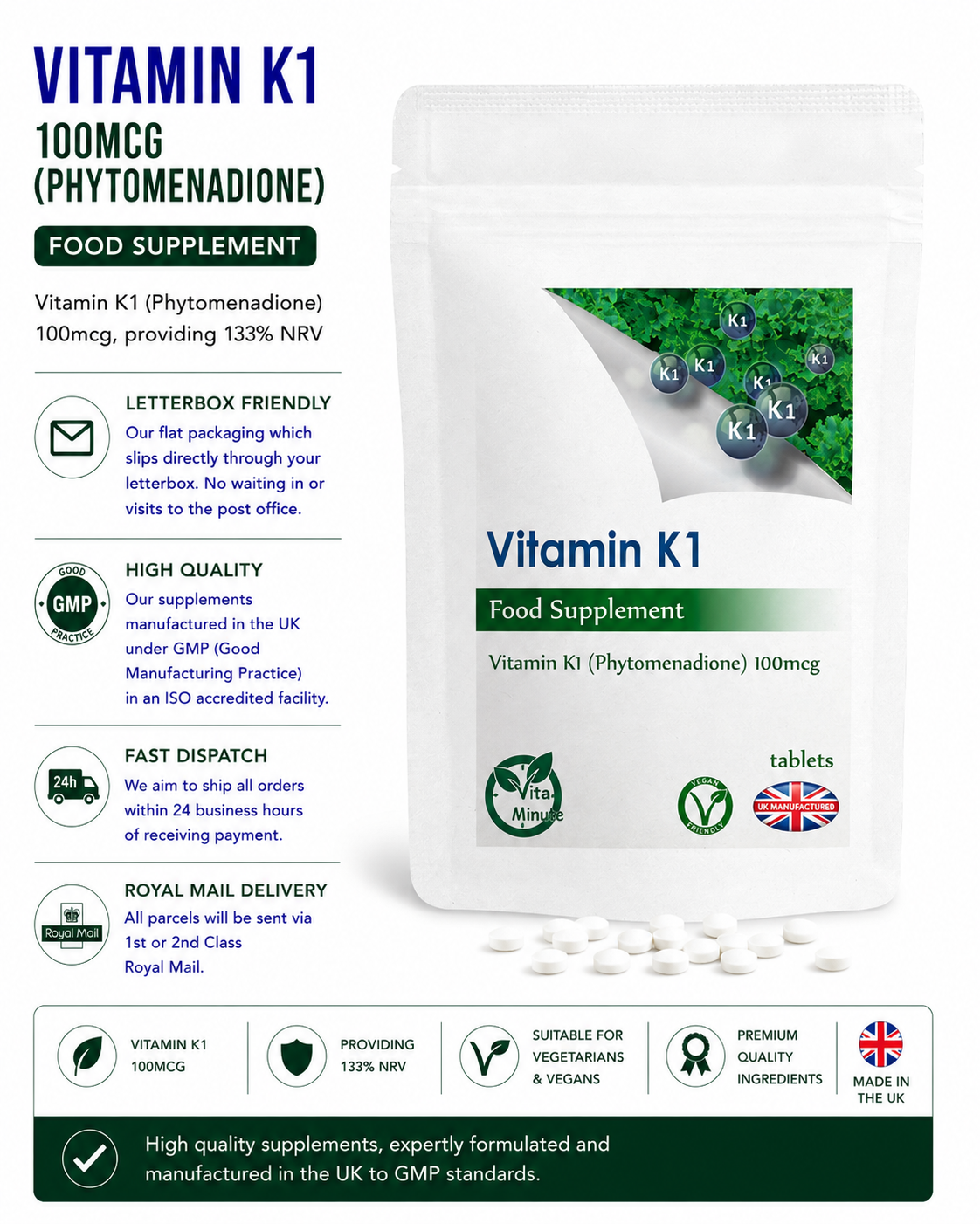 Vitamin K1 100mcg (Phytomenadione) Tablet product information