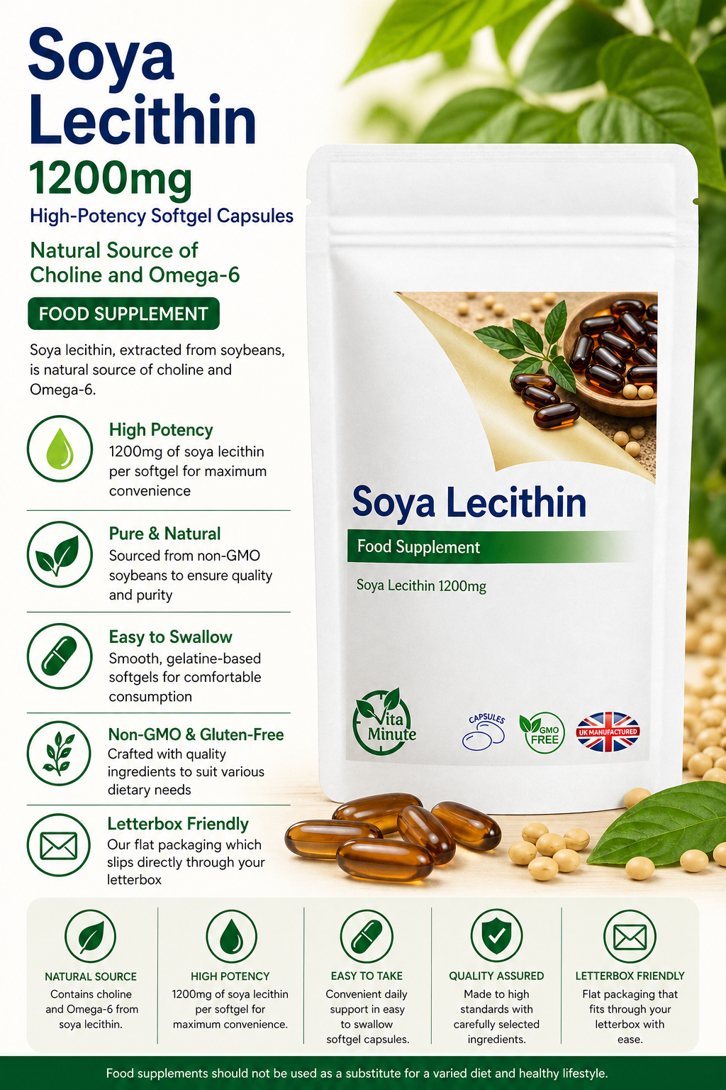 Soya Lecithin 1200mg Softgel Capsules product information