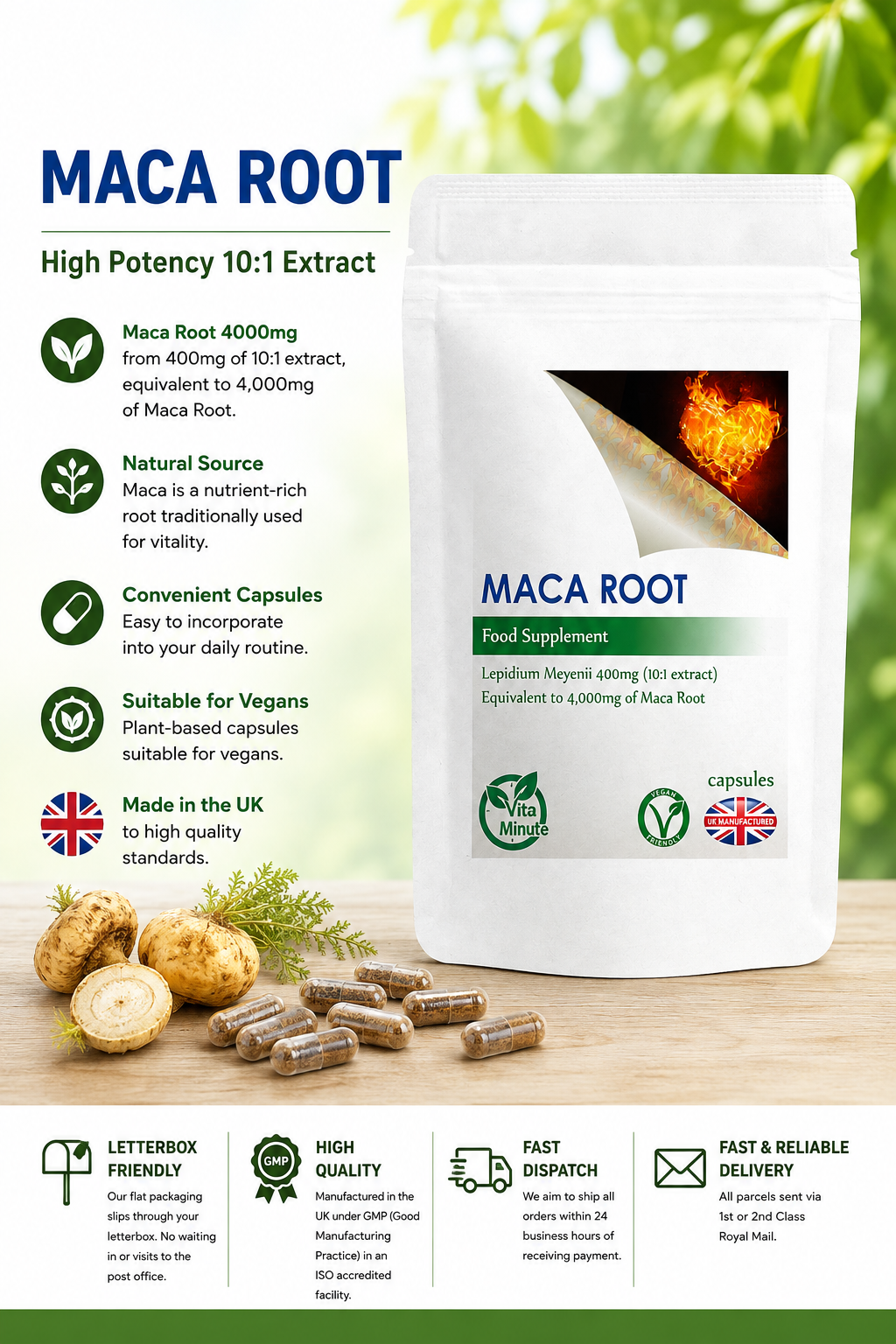 Maca Root 4000mg Capsules product information