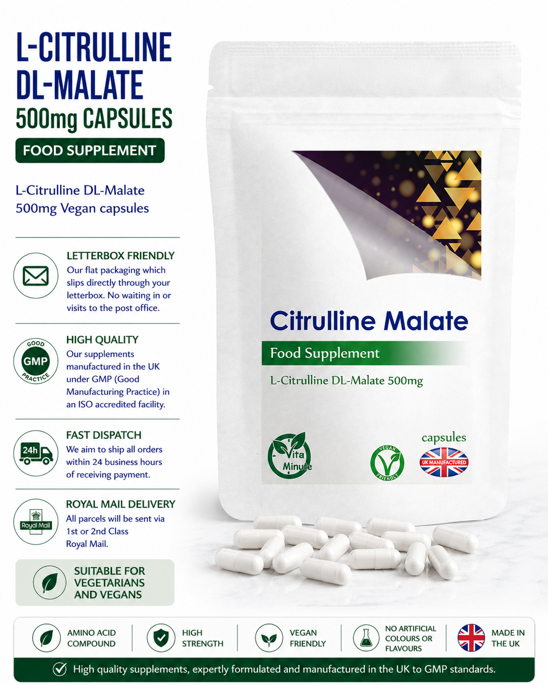 L-Citrulline DL-Malate 500mg Capsules product information