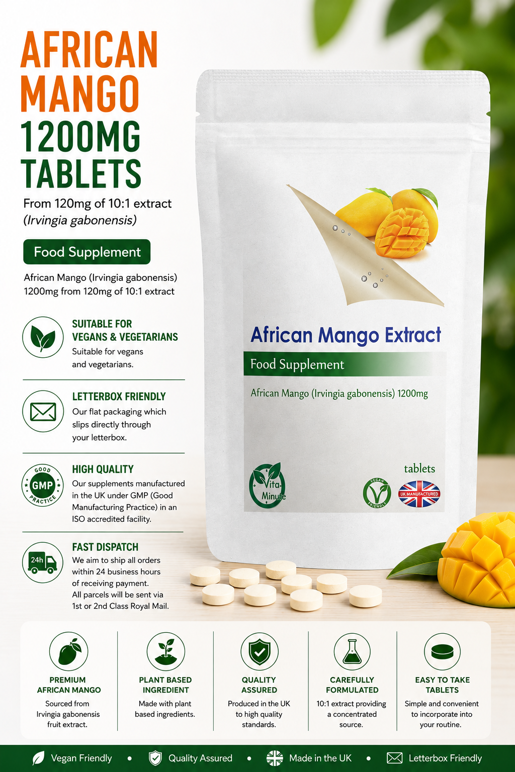 African Mango 1200mg Tablets product information