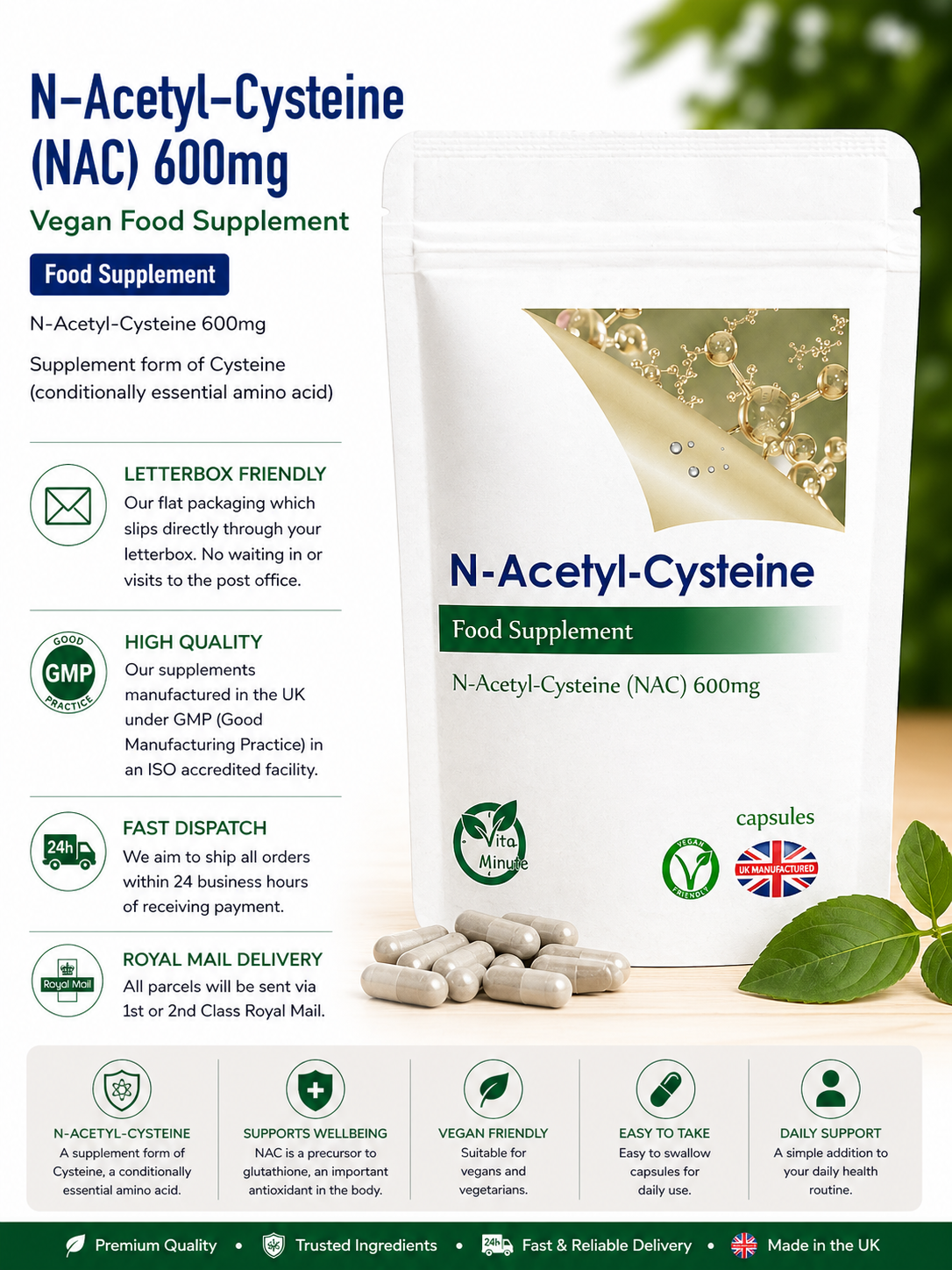 N-Acetyl-Cysteine 600mg (NAC) Capsules product information