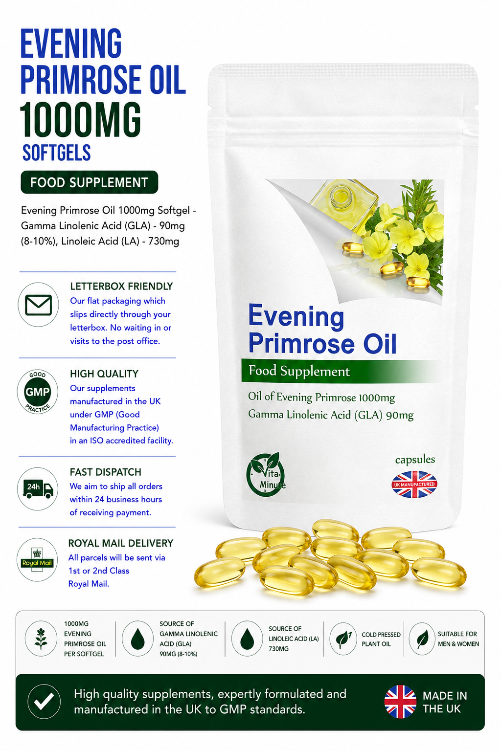 Evening Primrose Oil 1000mg Capsules product information