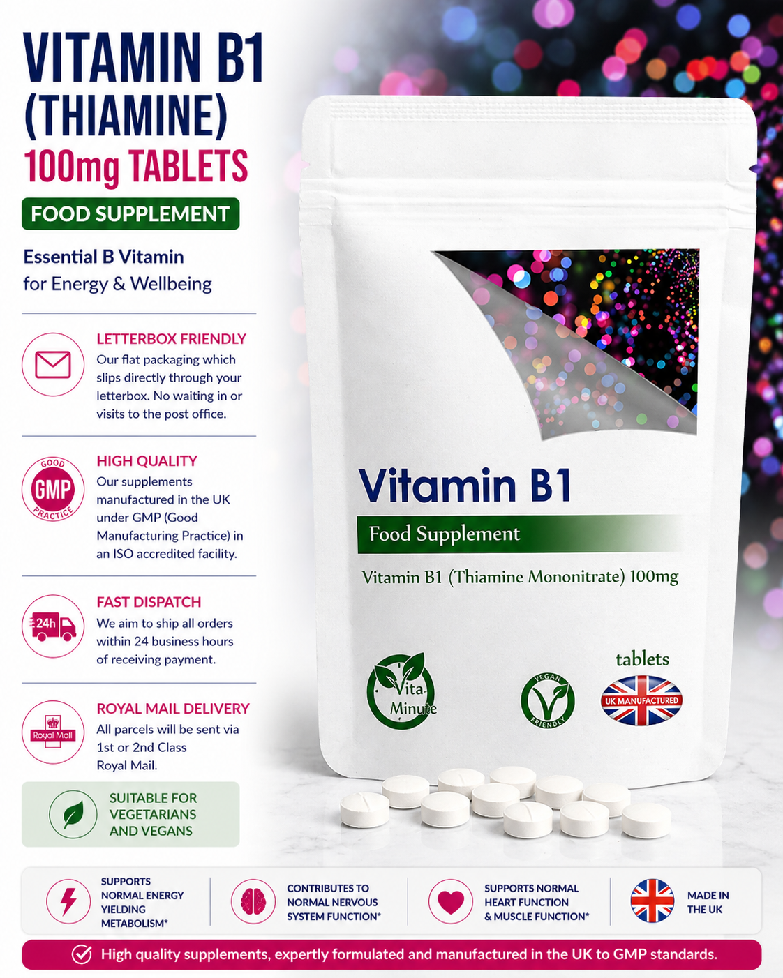 Vitamin B1 Thiamin 100mg product information