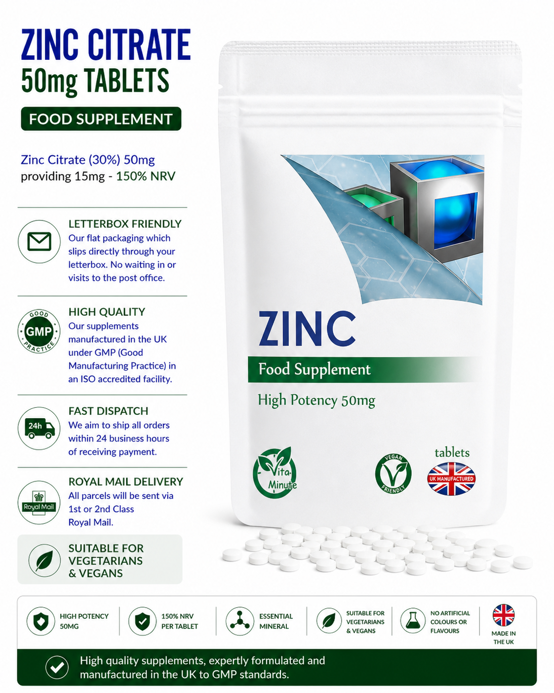 Zinc 50mg Tablets product information