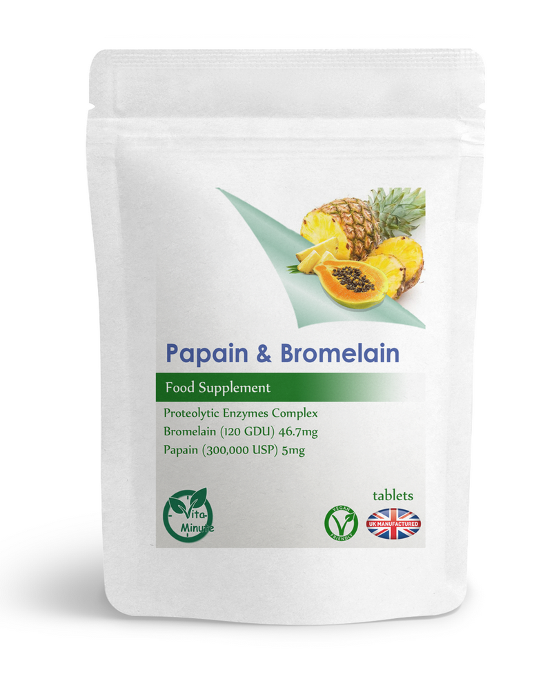 Proteolytic Enzymes Complex Papain 300,000USP & Bromelain 120GDU Tablets (Vegan)