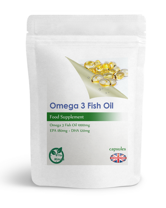 Omega-3 Fish Oil 1000mg Capsules by VitaMinute – front packaging