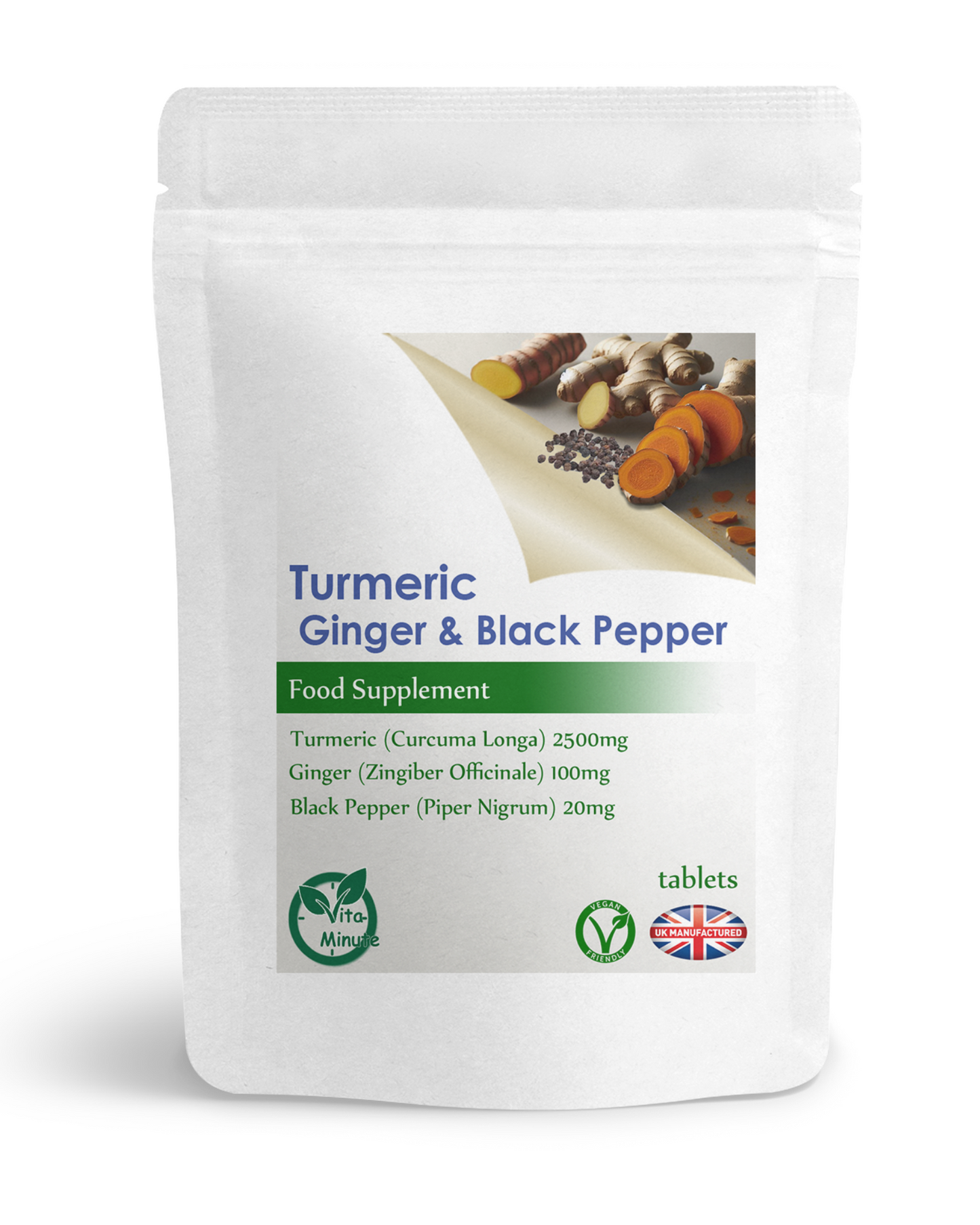 Turmeric 2500mg, Ginger & Black Pepper Tablets