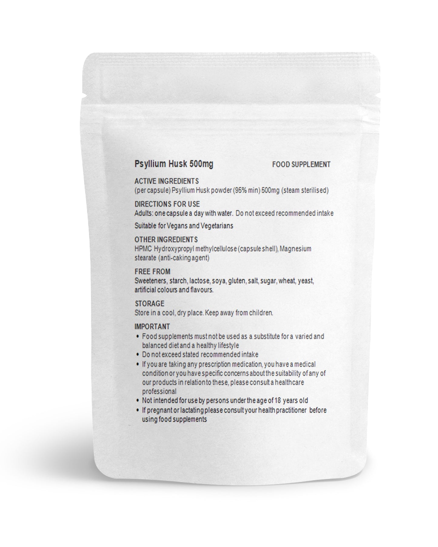 Psyllium Husk 500mg Capsules