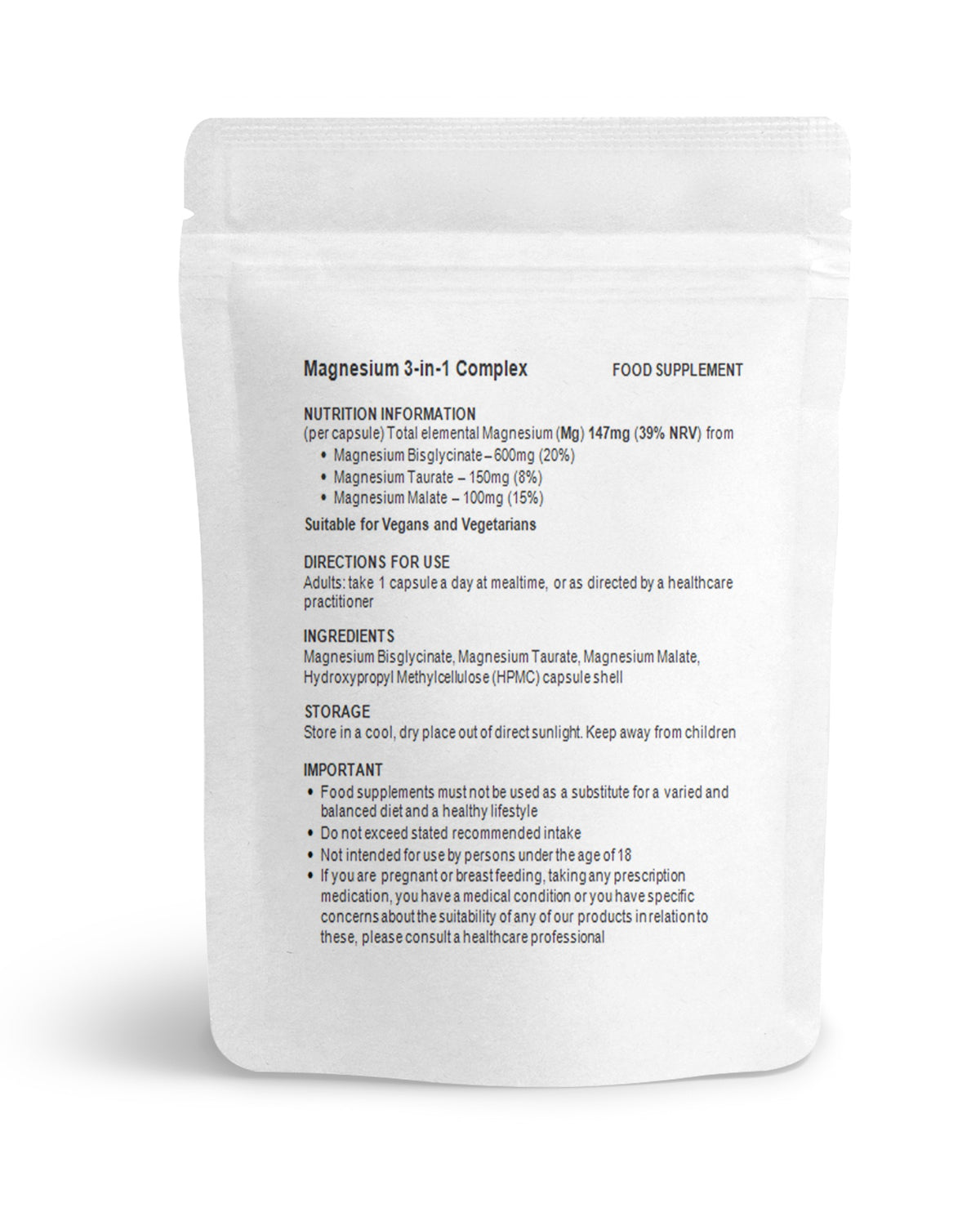 VitaMinute Magnesium Complex – ingredients, nutrition information and directions