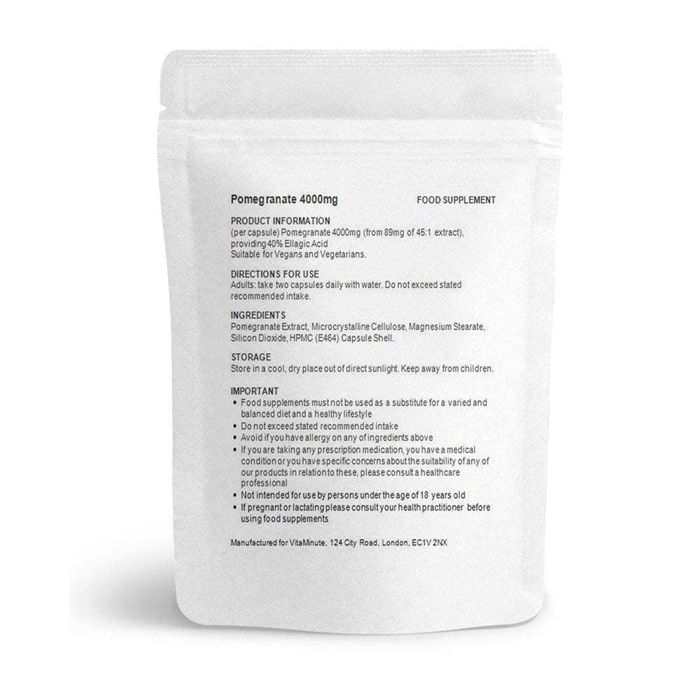 VitaMinute Pomegranate Extract 4000mg Capsules (40% Ellagic Acid) image 2
