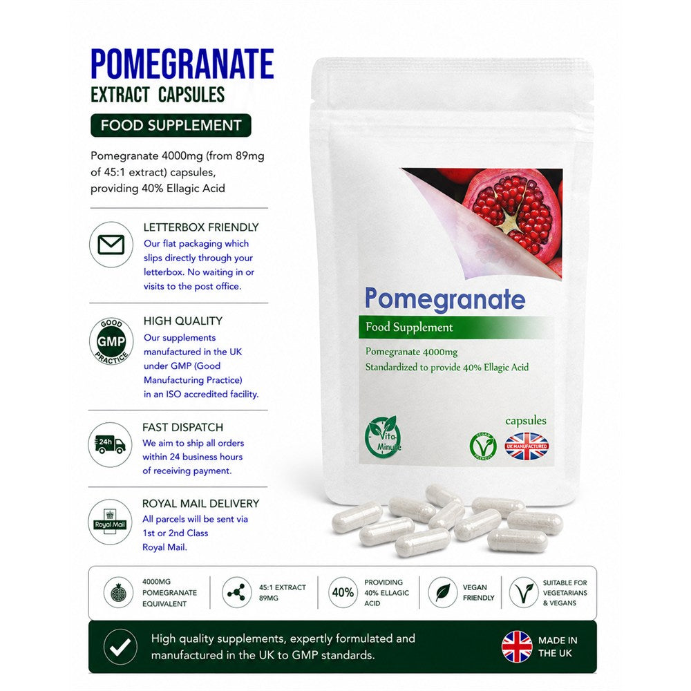 VitaMinute Pomegranate Extract 4000mg Capsules (40% Ellagic Acid) image 3