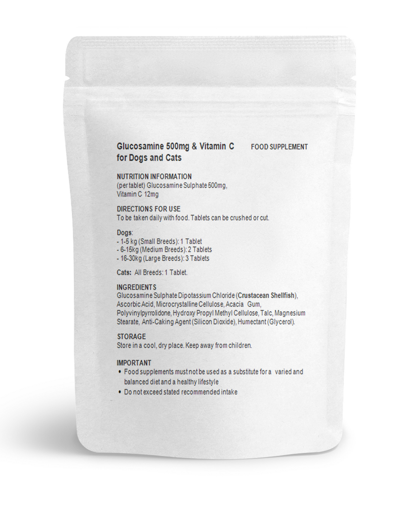 Glucosamine 500mg & Vitamin C Complex for Dogs & Cats
